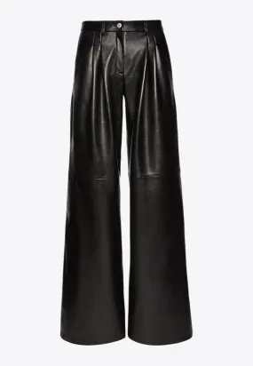 Wide-Leg Tailored Leather Pants