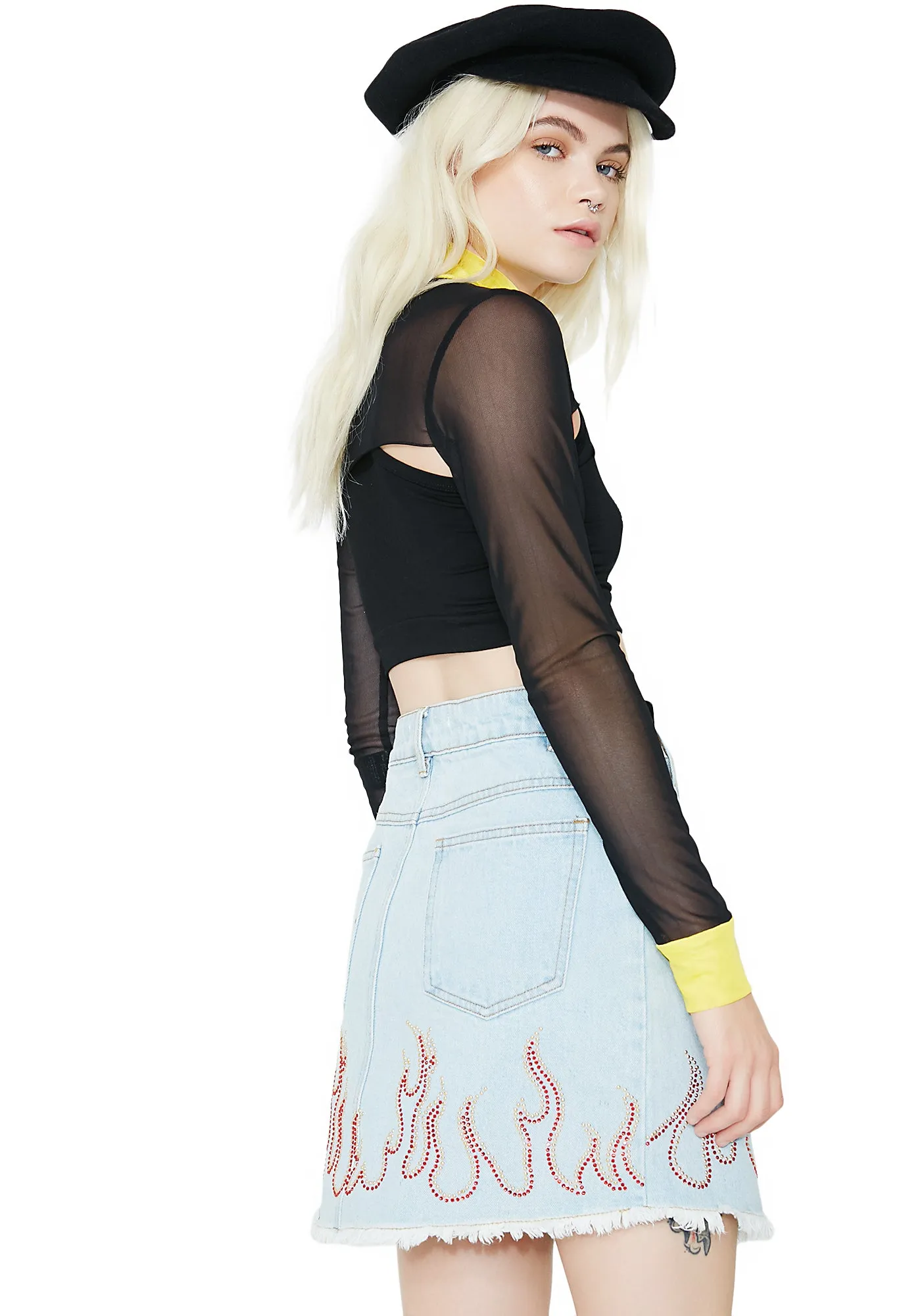 Wildfire Frayed Denim Skirt-