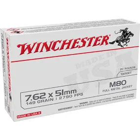 Winchester USA 7.62x51mm NATO 149gr, Full metal Jacket Lead Core
