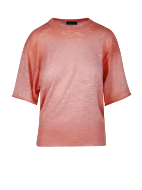 WOMAN ROBERTO COLLINA RED LINEN MC SPRAY PULLOVER
