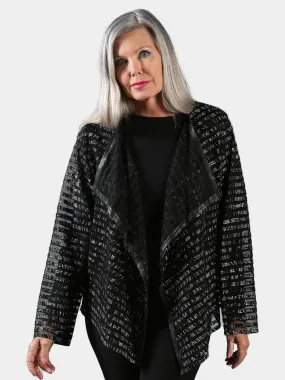Woman's Black and White Leather Mesh Jacket - Day Furs