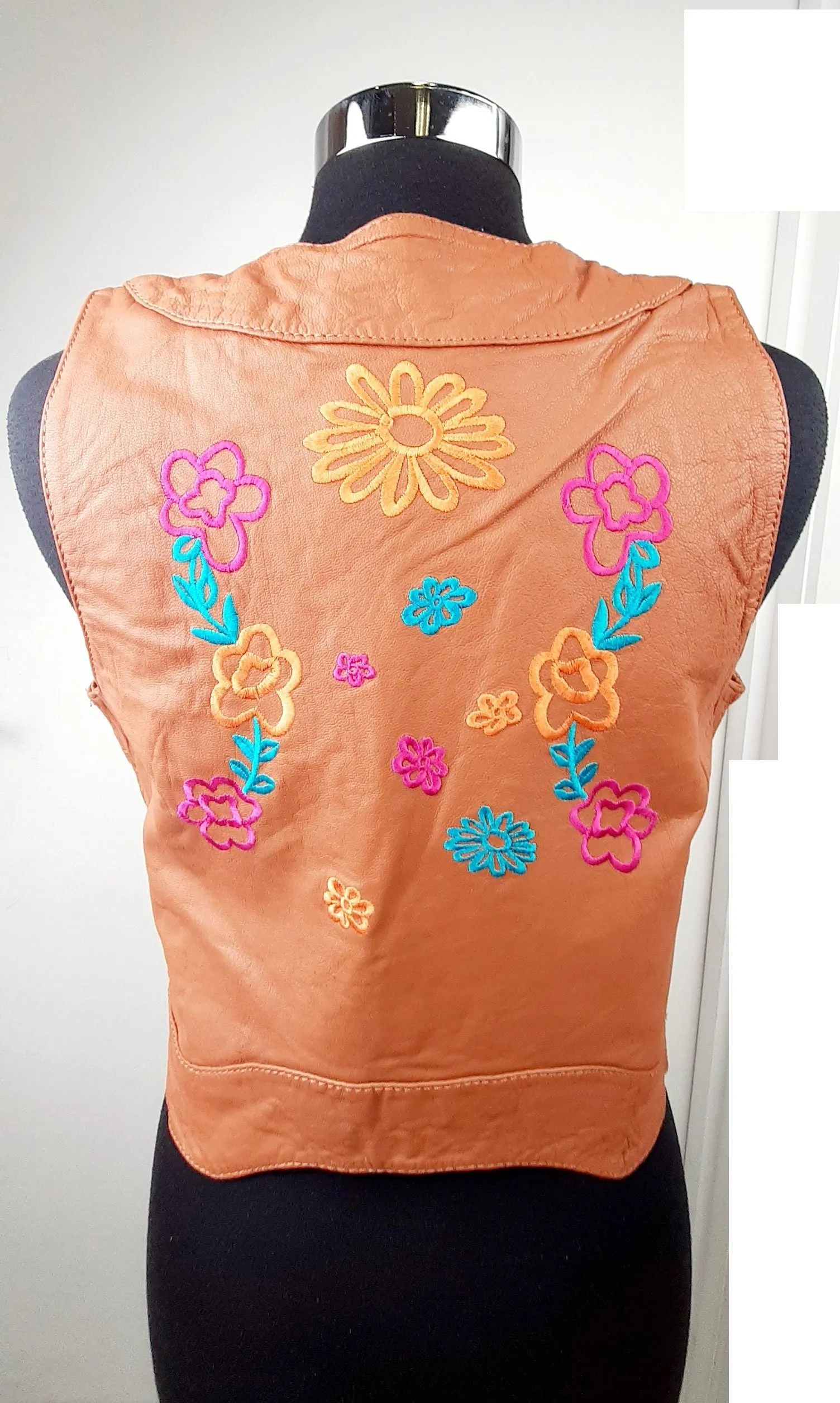 Women's Leather Vest - Tan