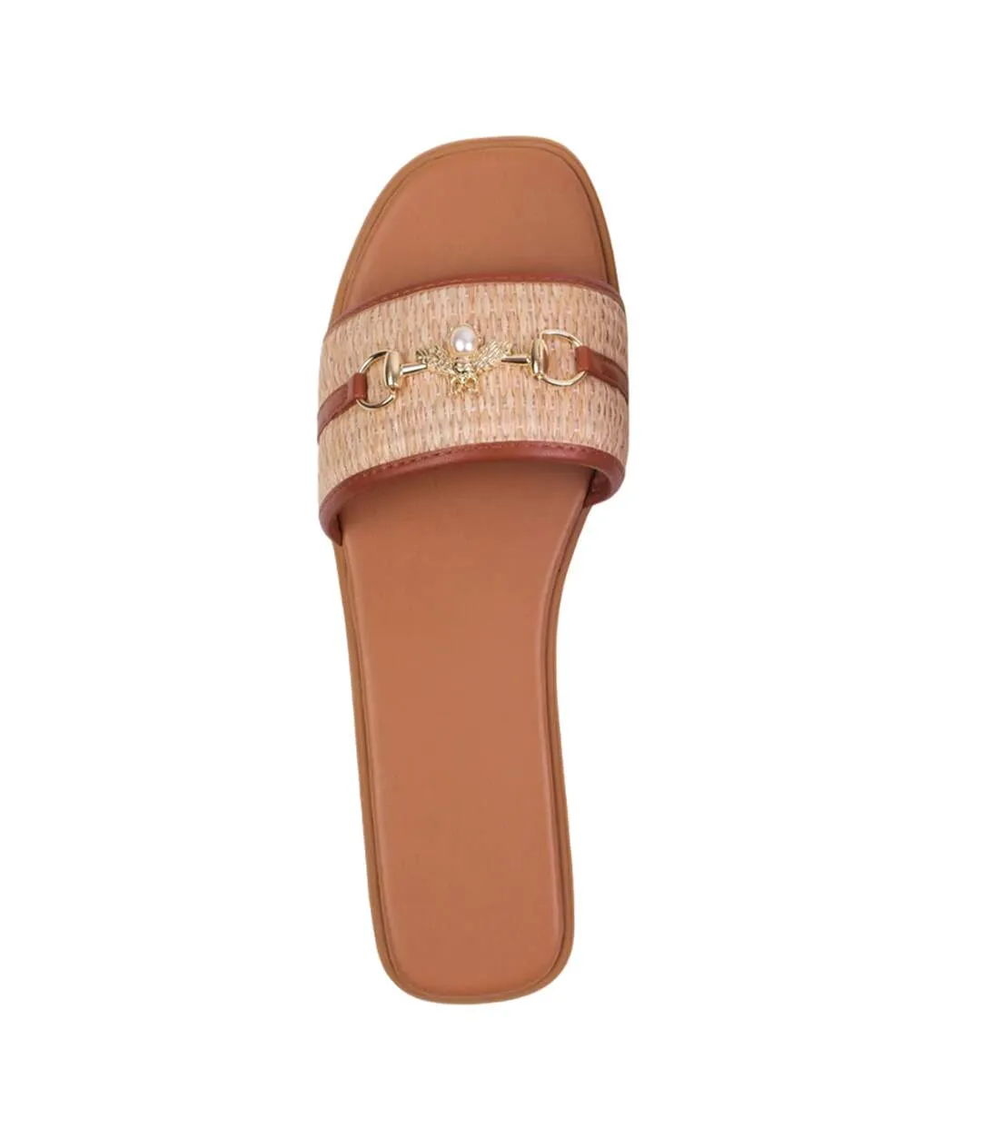 Womens/ladies harmony straw pu sandals tan Where´s That From