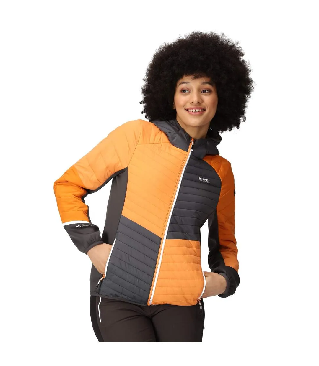 Womens/ladies trutton ii baffled hooded jacket apricot crush/seal grey Regatta