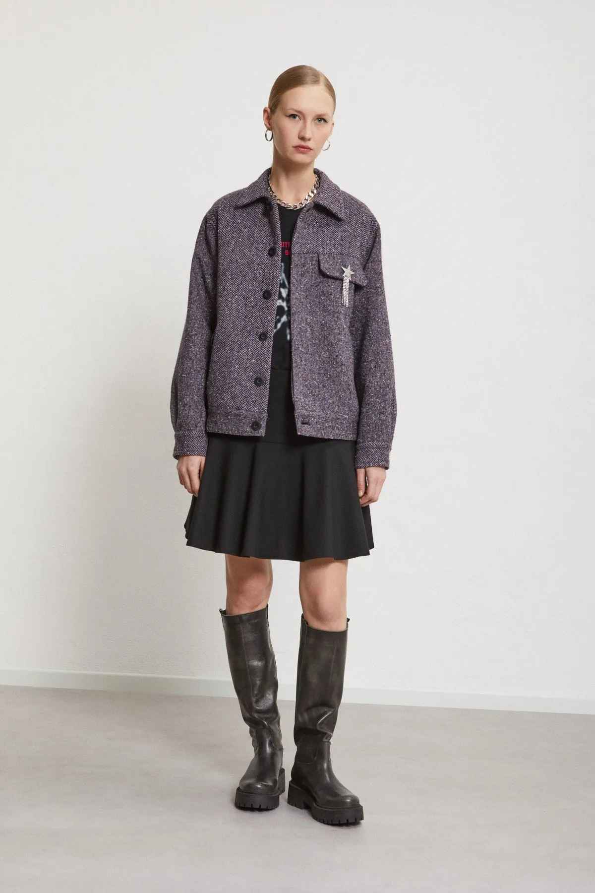 Wool-blend jacket with pocket