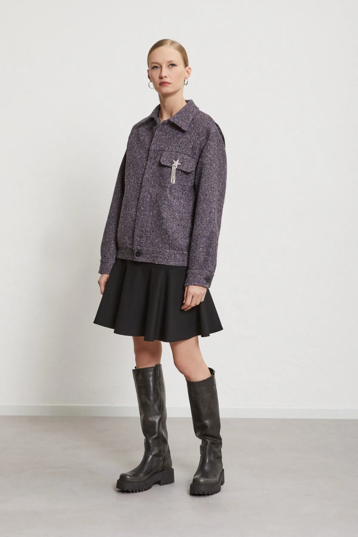 Wool-blend jacket with pocket