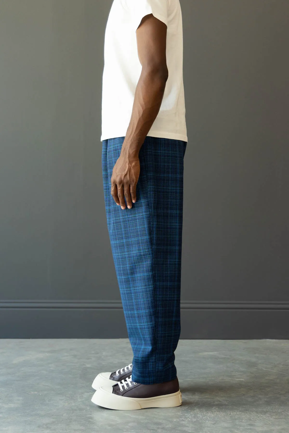 Wool Plain Weave Trousers - Ink