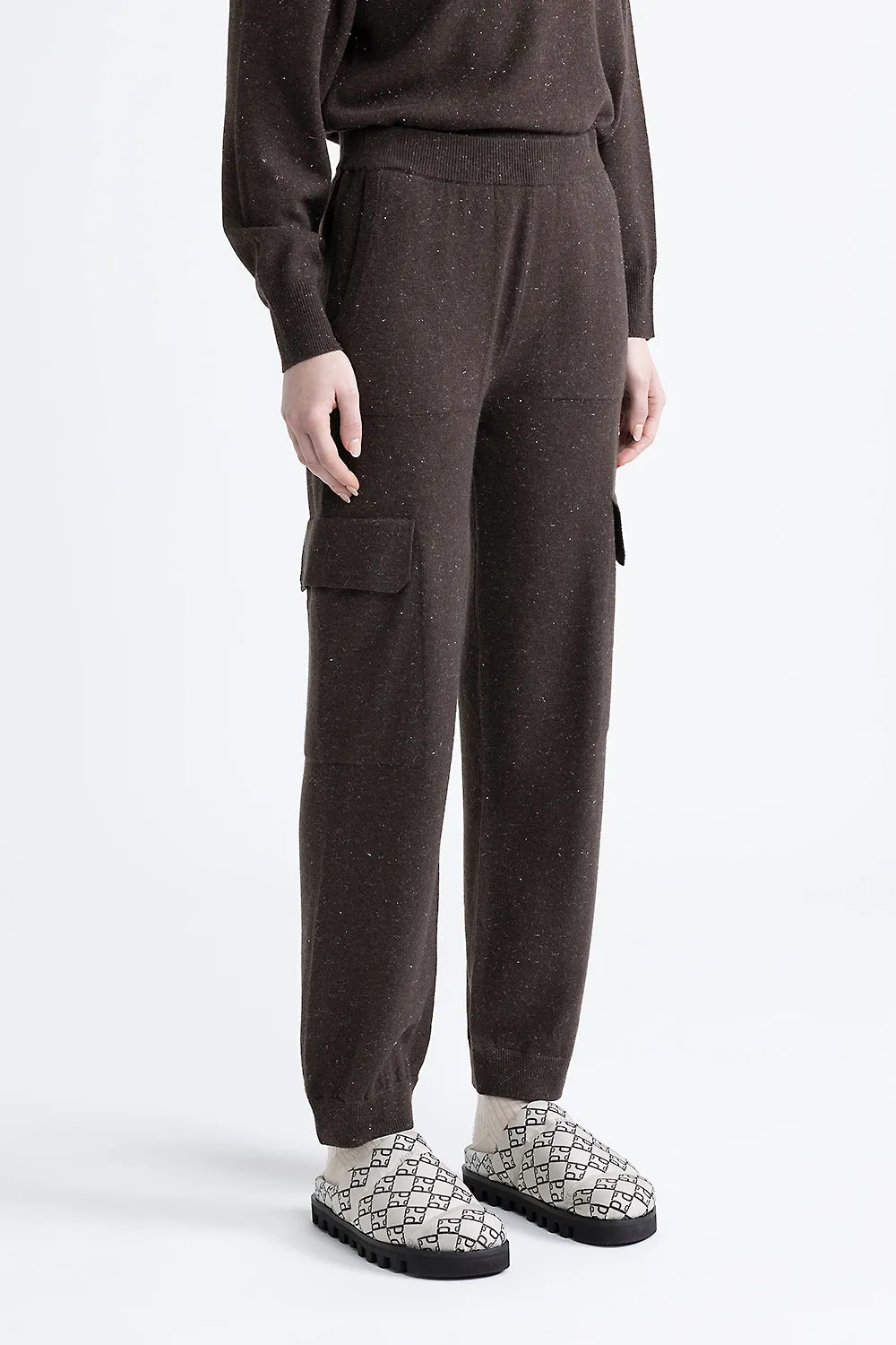 Wool, silk and cashmere baggy cargo pants