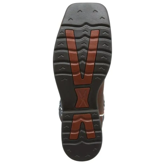 Work Twisted X Men's 12"" Western Work Boot Brown & Texas Flag