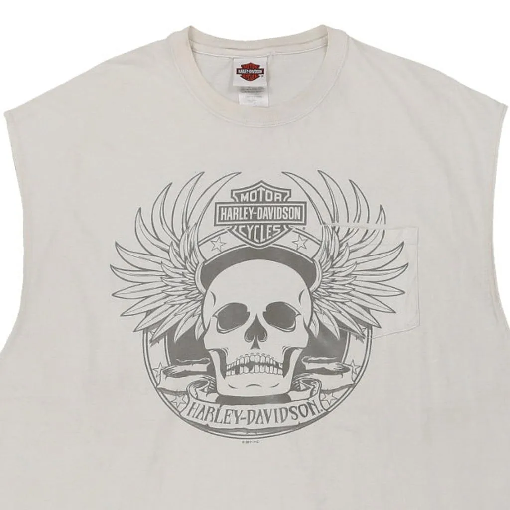 Xenia Ohio Harley Davidson Graphic Vest - 3XL White Cotton