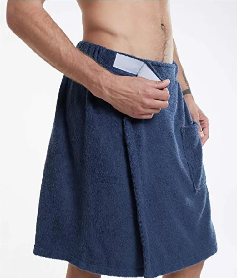 Xituodai Men's soft bathrobes, comfortable home clothes, solid color men's bath dress and nightgown, wearable bathrobe towels an