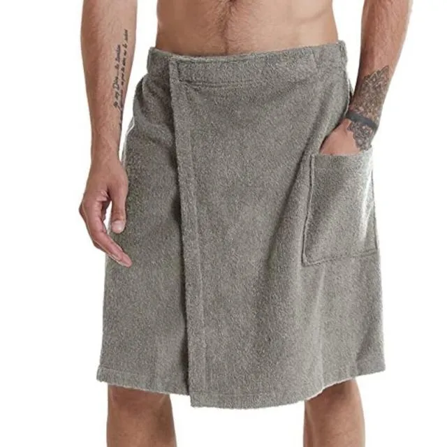 Xituodai Men's soft bathrobes, comfortable home clothes, solid color men's bath dress and nightgown, wearable bathrobe towels an