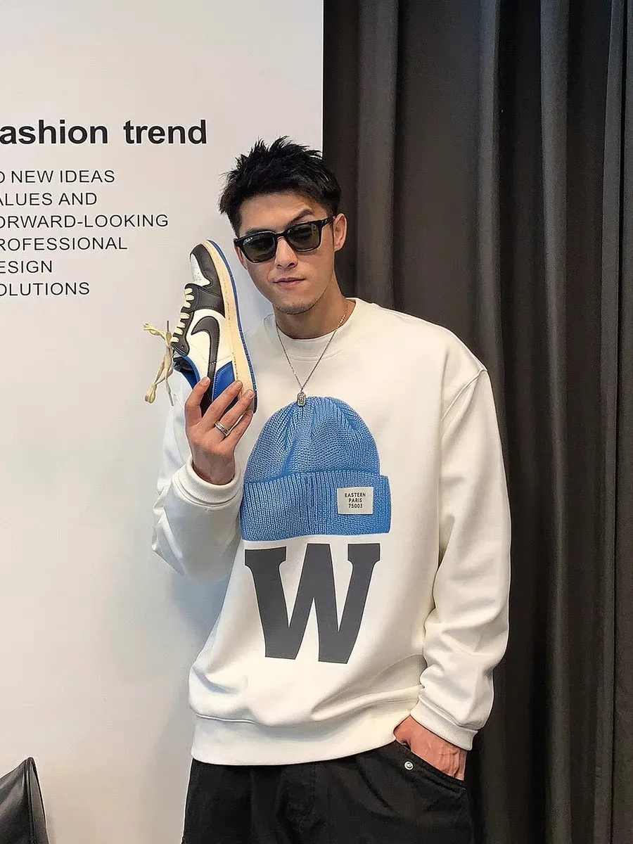 Xu Tailang American-style high street printed sweater men's long-sleeved spring and autumn trendy brand design sense loose round