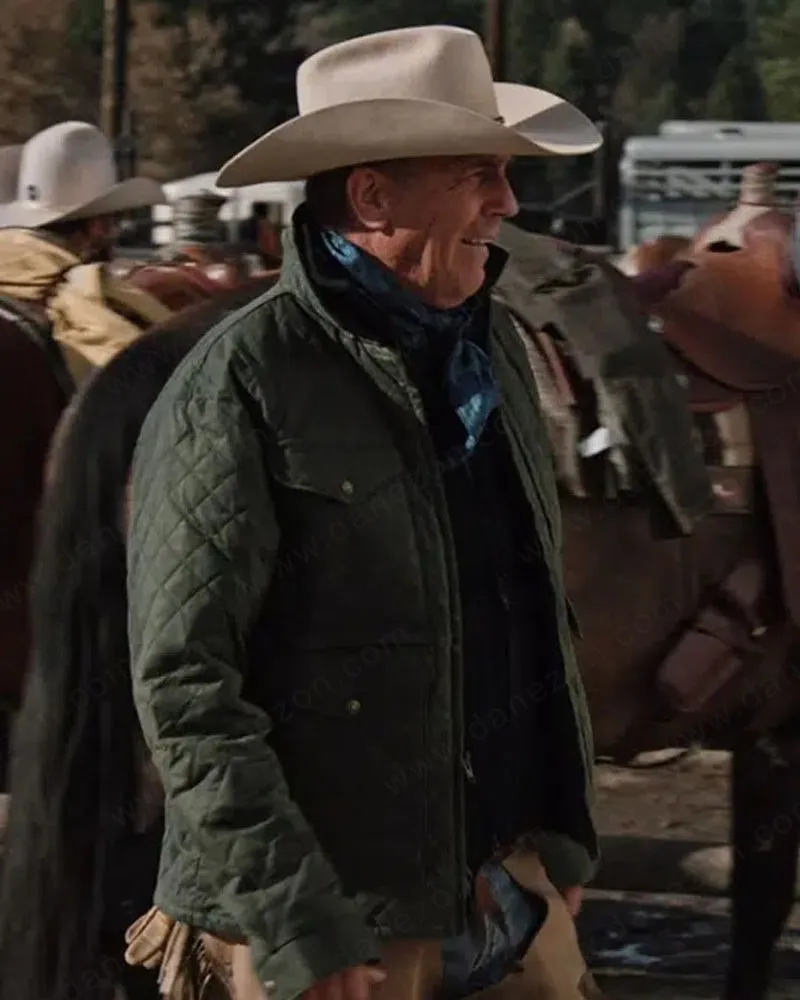 Yellowstone S04 John Dutton Green Quilted Jacket - Danezon