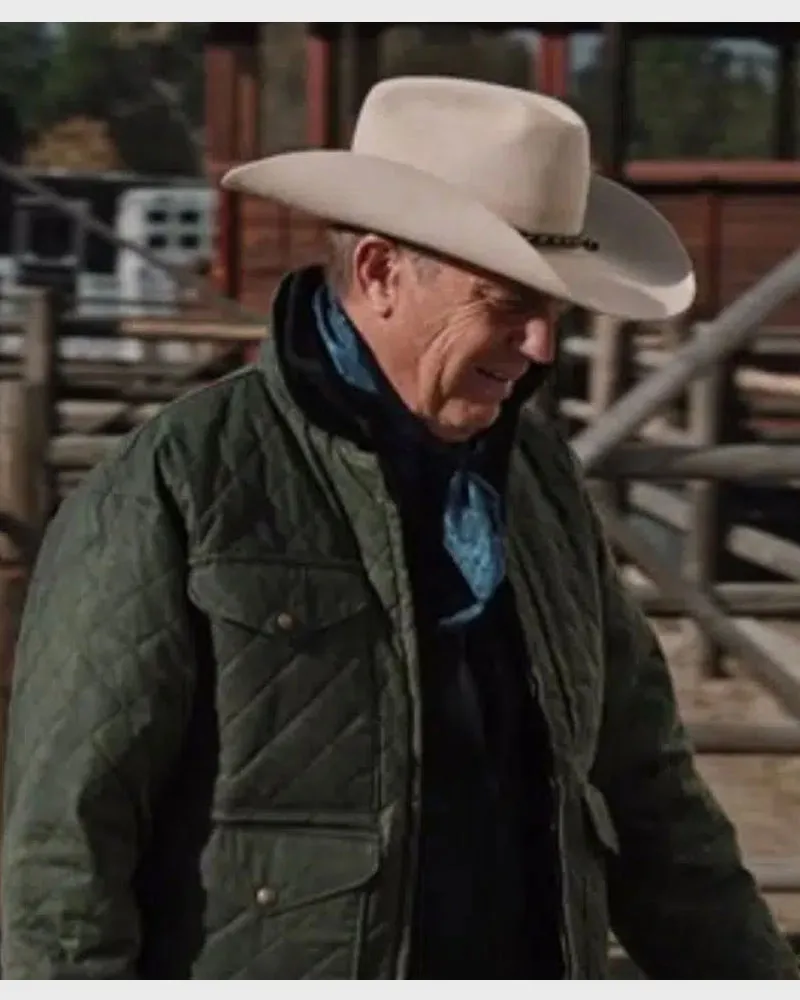 Yellowstone S04 John Dutton Green Quilted Jacket - Danezon
