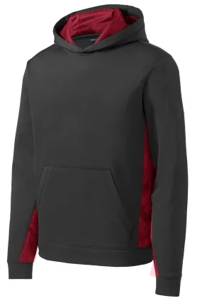 YST239 Sport-Tek® Youth Sport-Wick® CamoHex Fleece Colorblock Hooded Pullover.