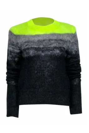 Zadig & Voltaire - Black & Neon Green Mohair Blend Georgia Sweater Sz M