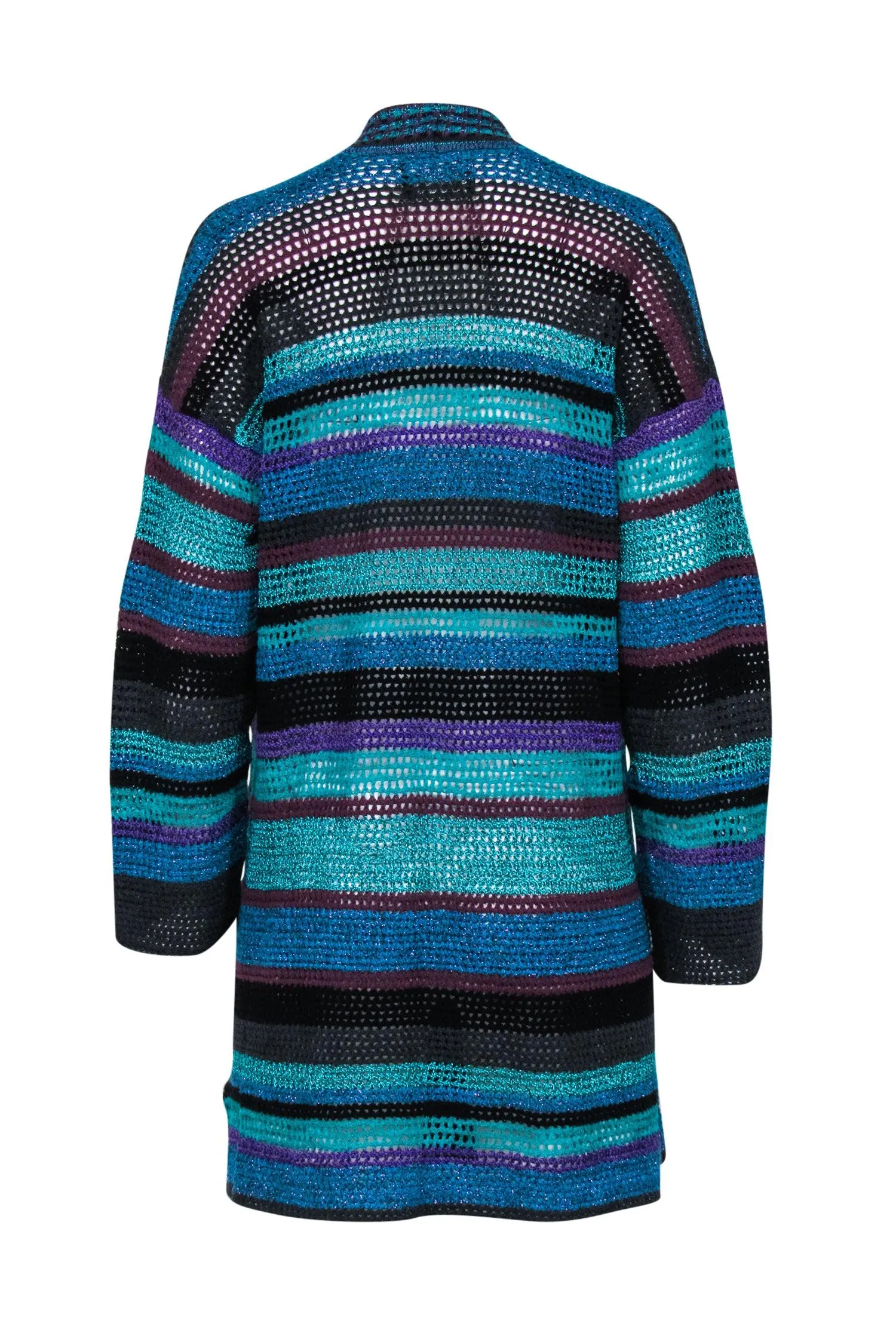 Zadig & Voltaire - Blue & Multicolor Striped Crochet Cardigan Sz S