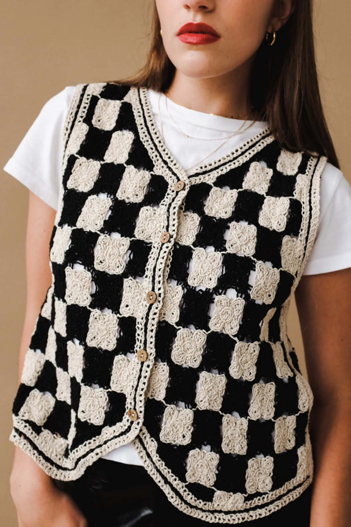Zanna Knit Vest -  Black/Ecru