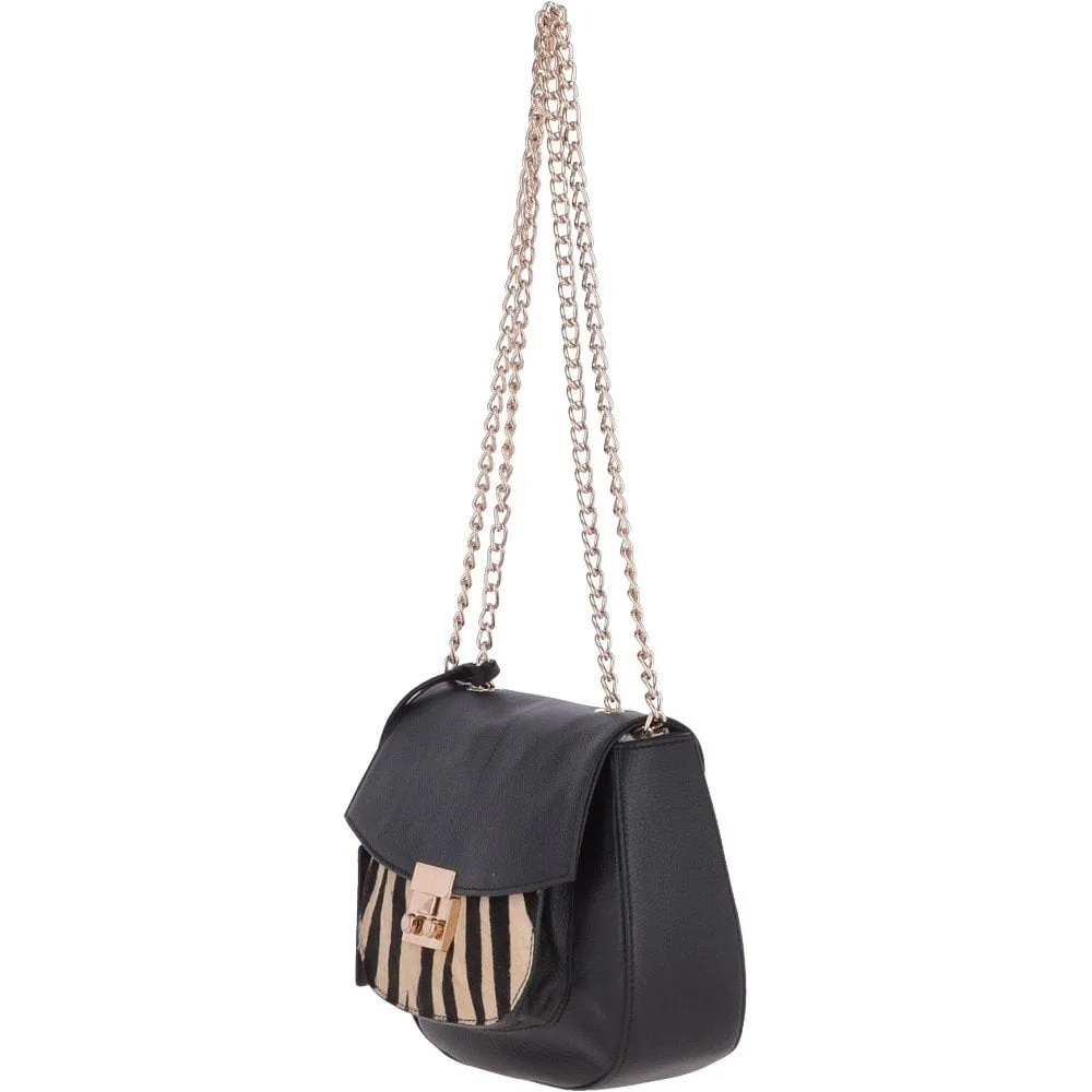 Zebra Print Natural Hair On Hide Small Cross Body Bag Black/Zebra – 61637