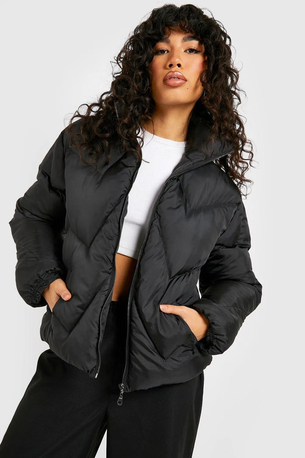 Zig Zag Quilt Puffer Jacket