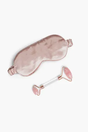 Zoe Ayla Rose Quartz Roller & Silk Mask
