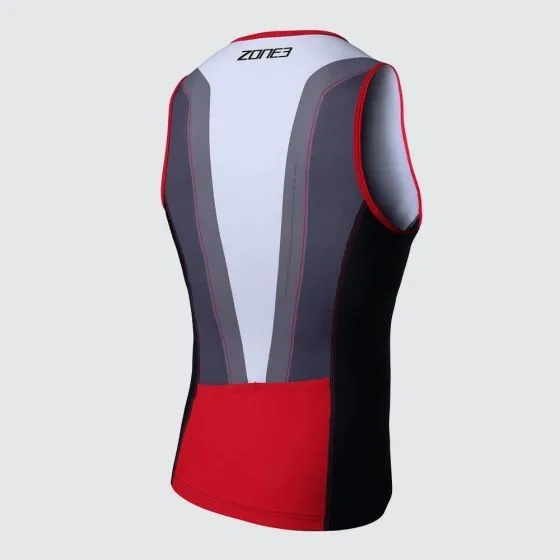 Zone3 Lava Long Distance Mens Sleeveless Tri top - Black/Red/White
