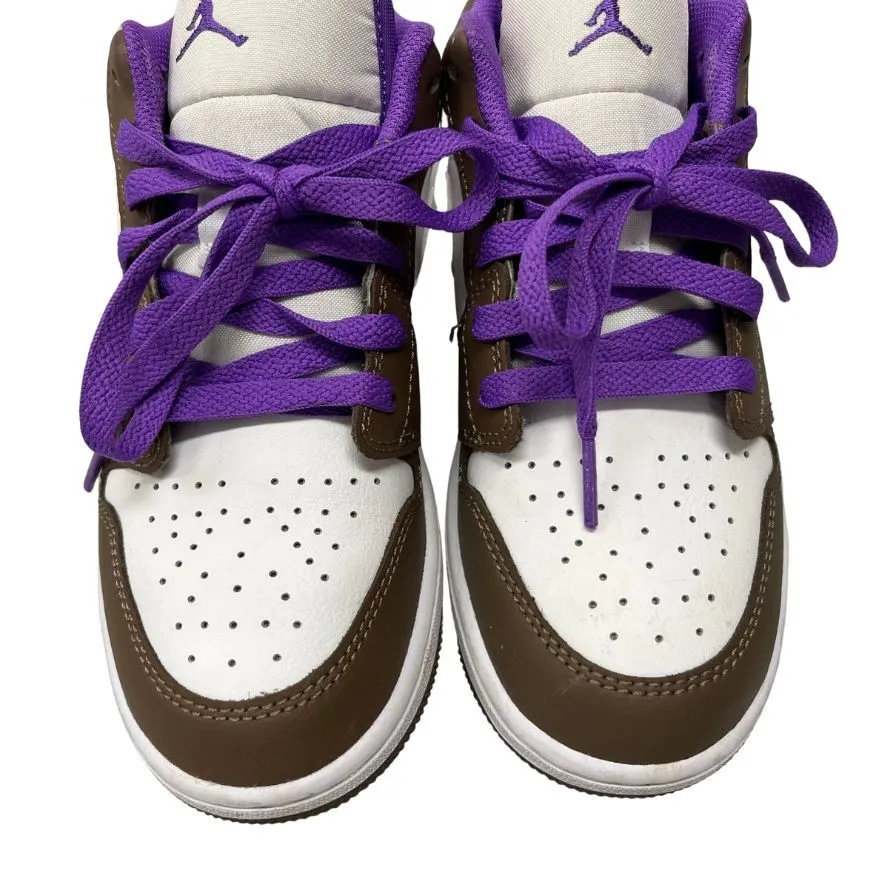 極美品◆ナイキ スニーカー エアジョーダン1 ロウ ブラウン×パープル レディース サイズ22.5cm Nike GS Air Jordan 1 Low【AFC32】